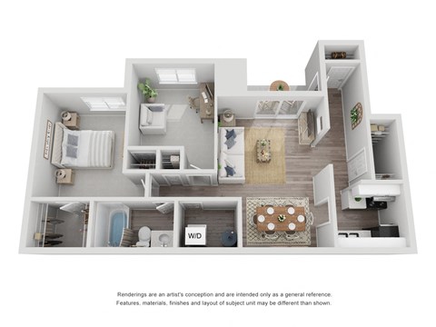 Floor plan for 2 beds, 1 bath, 950 sqft